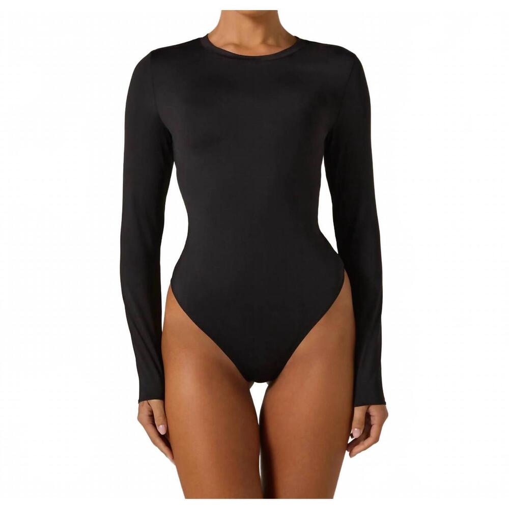 NEW 7DIAMONDS sleek long sleeve bodysuit in black